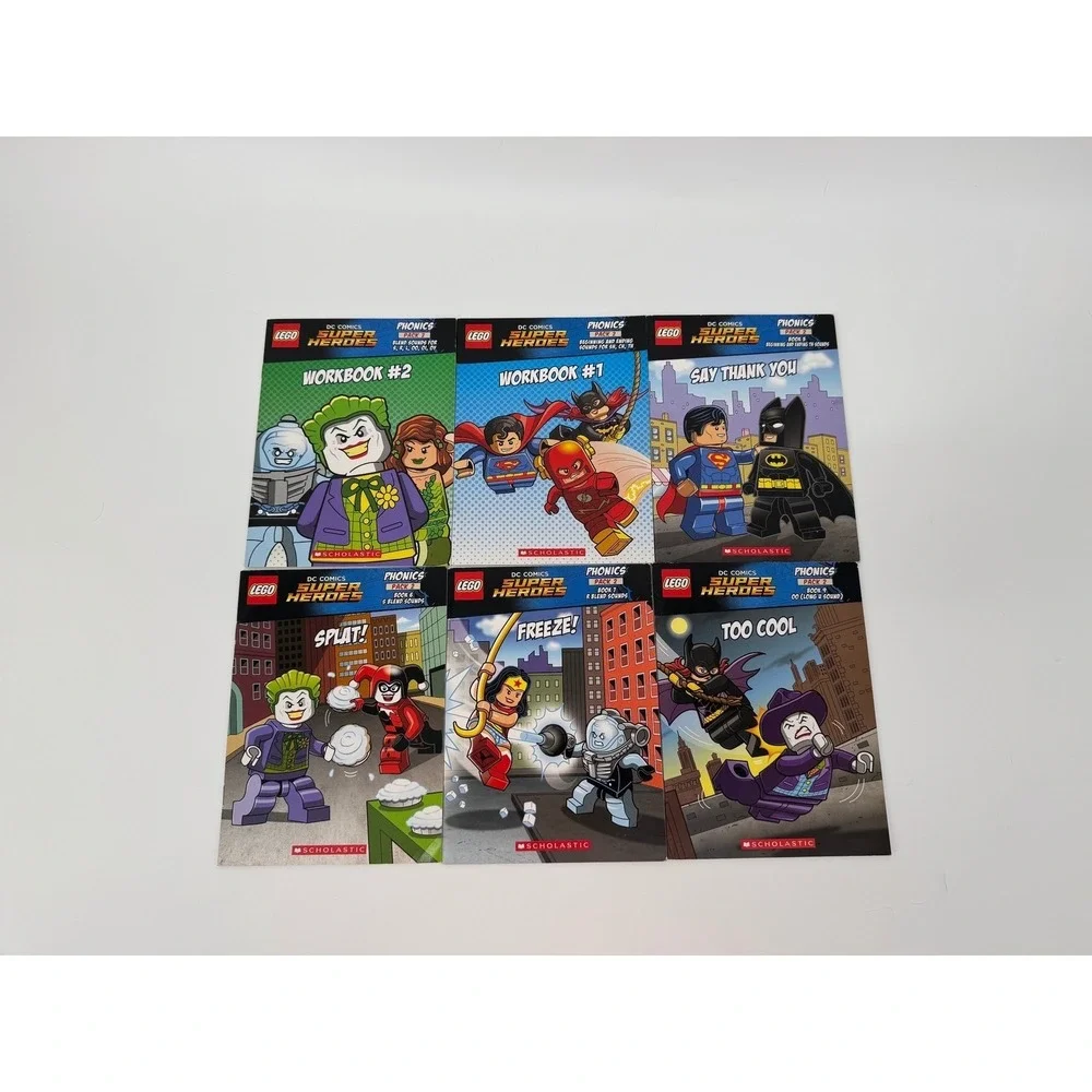 LEGO DC Comics Super Heroes Phonics Pack 2 Scholastic Readers Workbooks Set of 6